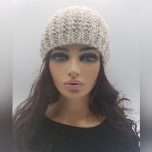 34- STILESTRO WOMEN'S BROWN ALPACA KNIT WINTER POMPOM HAT Made In Italy NWT